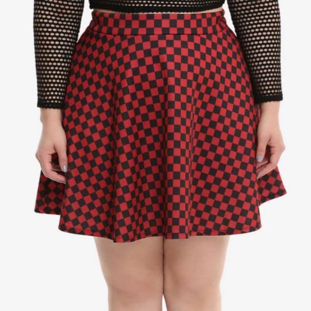 Black and Red Checkered Skirt